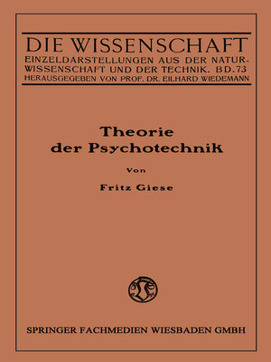 cover image of Theorie der Psychotechnik